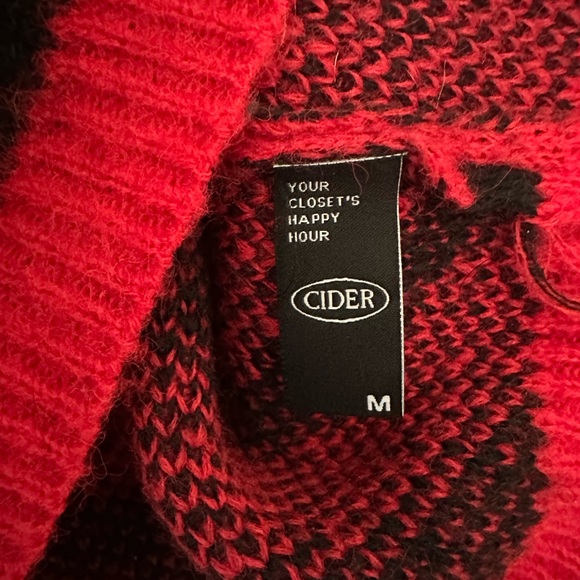 Cider Red and Black Zebra Stripe Cropped Sweater - Picture 2 of 4